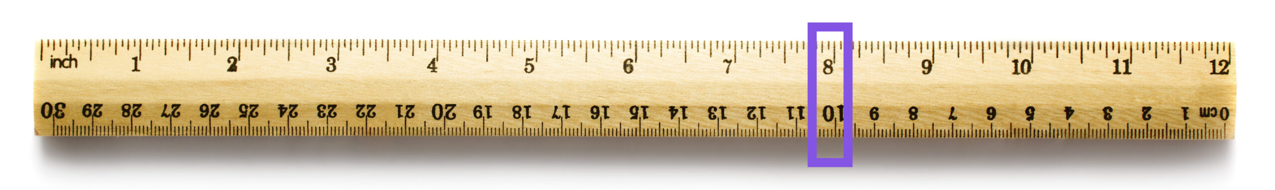 a ruler with 8 inches noted