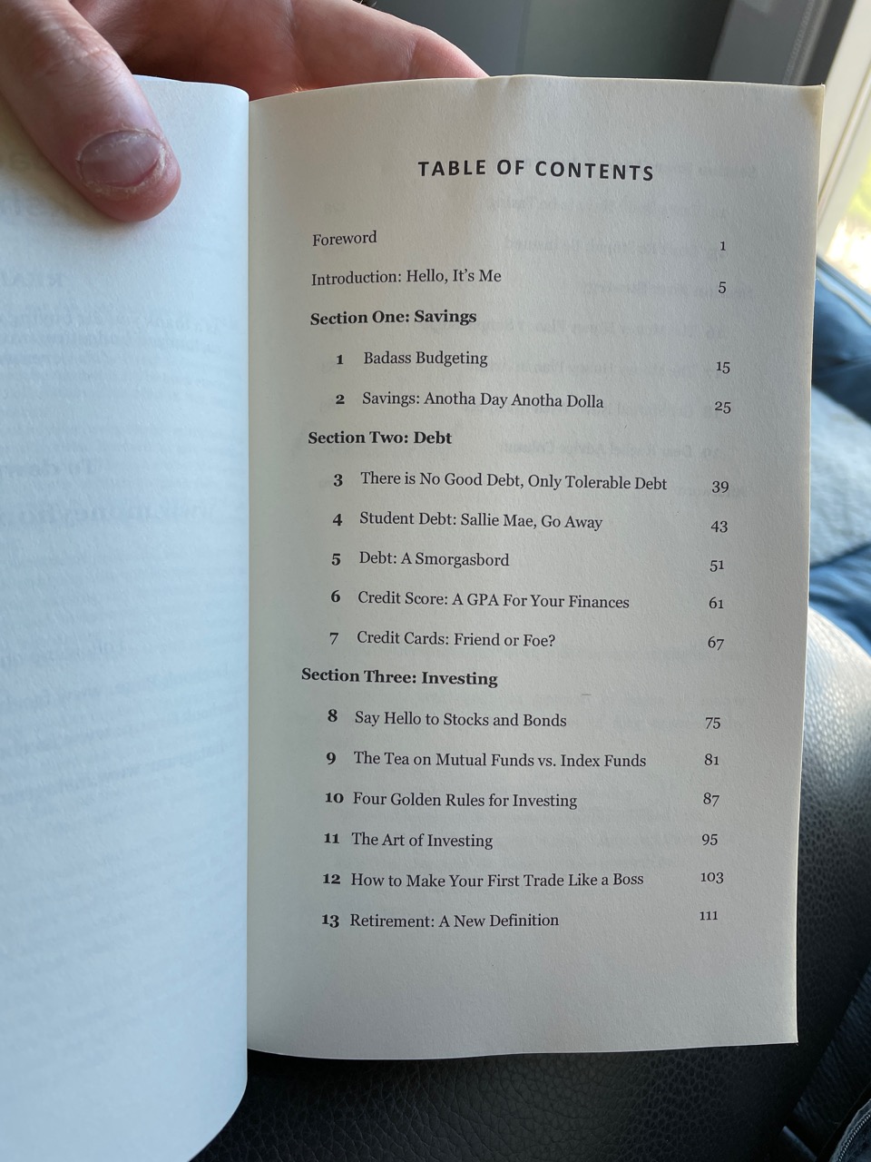 Money Honey table of contents 1 of 2