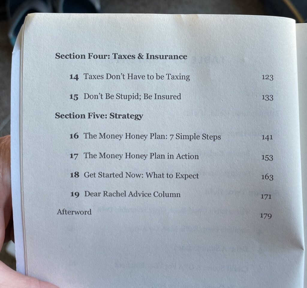 Money Honey table of contents 2 of 2