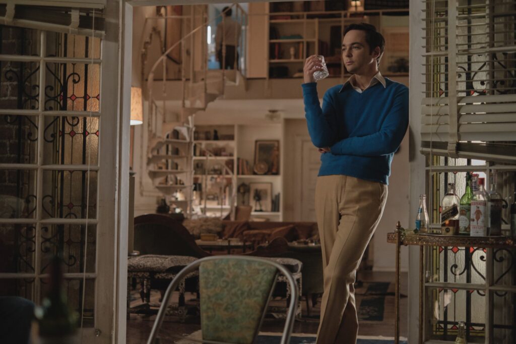 Jim Parsons playing the role of the seemingly rich character Michael in the movie The Boys in the Band