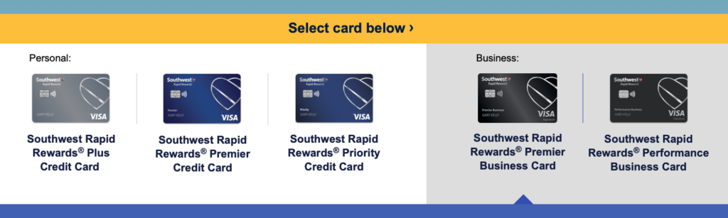 Southwest Rapid Rewards credit card options